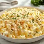 How do you use white cheese powder? Popcorn coated with white cheese powder on a white marble table