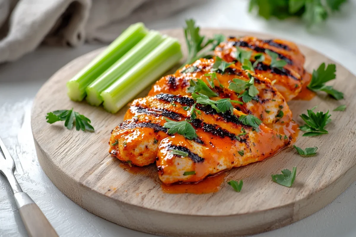 Is buffalo chicken a good source of protein displayed in a vibrant and appetizing dish