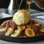 Why do they call it banana foster? A steaming platter of caramelized bananas, buttery sauce, and melting ice cream