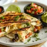 What can I put inside a quesadilla? A mouthwatering quesadilla filled with grilled chicken, cheese, and vegetables