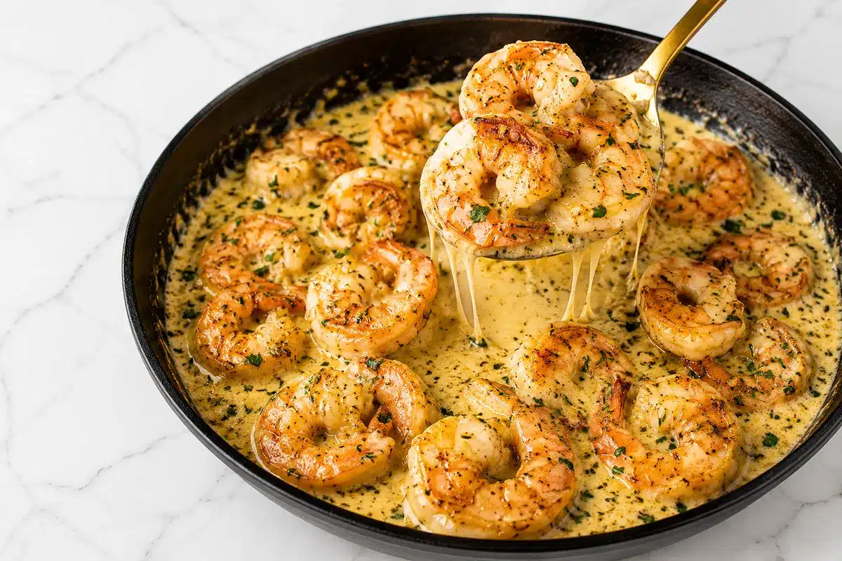 Cheesy Garlic Butter Shrimp Skillet
