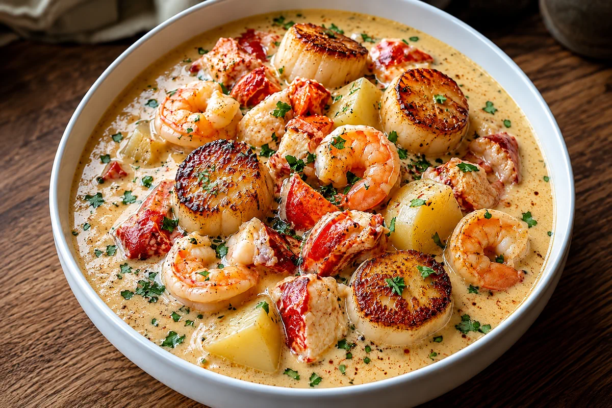 Creamy Lobster, Scallop and Shrimp Chowder-image