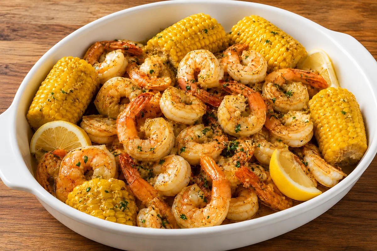 Garlic Butter Shrimp Boil with Corn